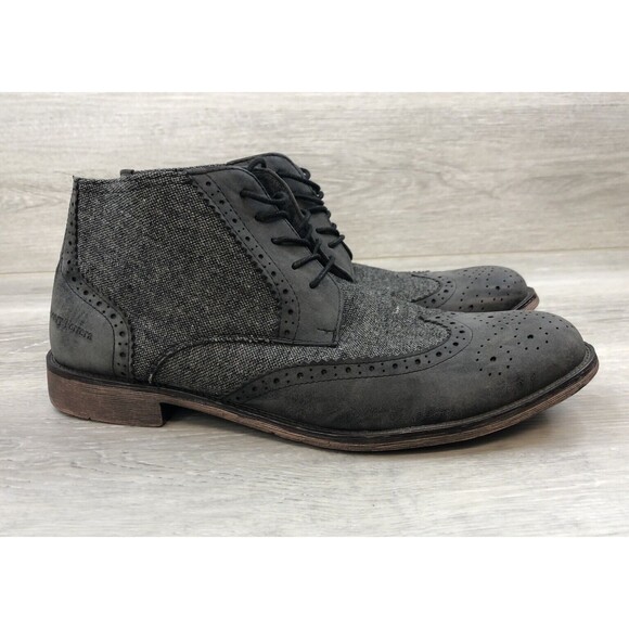 Henry Ferrera Men's Phil-70 Gray Faux Leather Wingtip Chukka Boots Size 12 - Picture 1 of 10